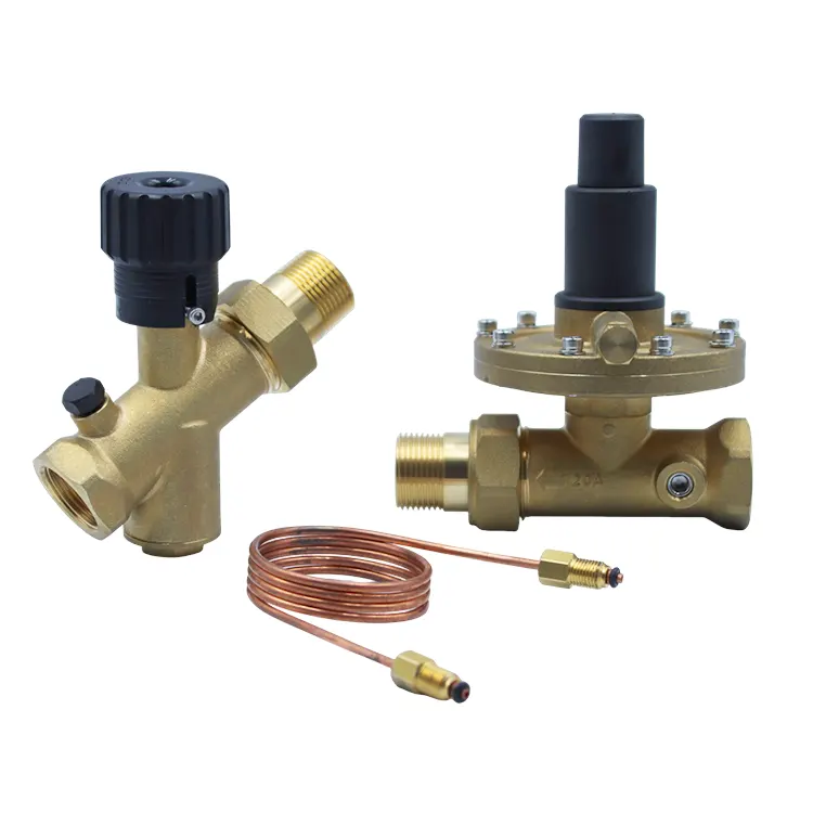 Válvula de balanceamento de fluxo automático integrada para tubulação de fluido HVAC